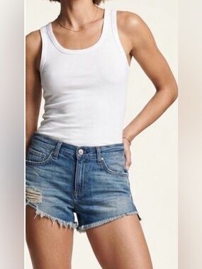 Rag & Bone The Cutoff Distressed Denim Shorts in Chesapeake Bay Size 26